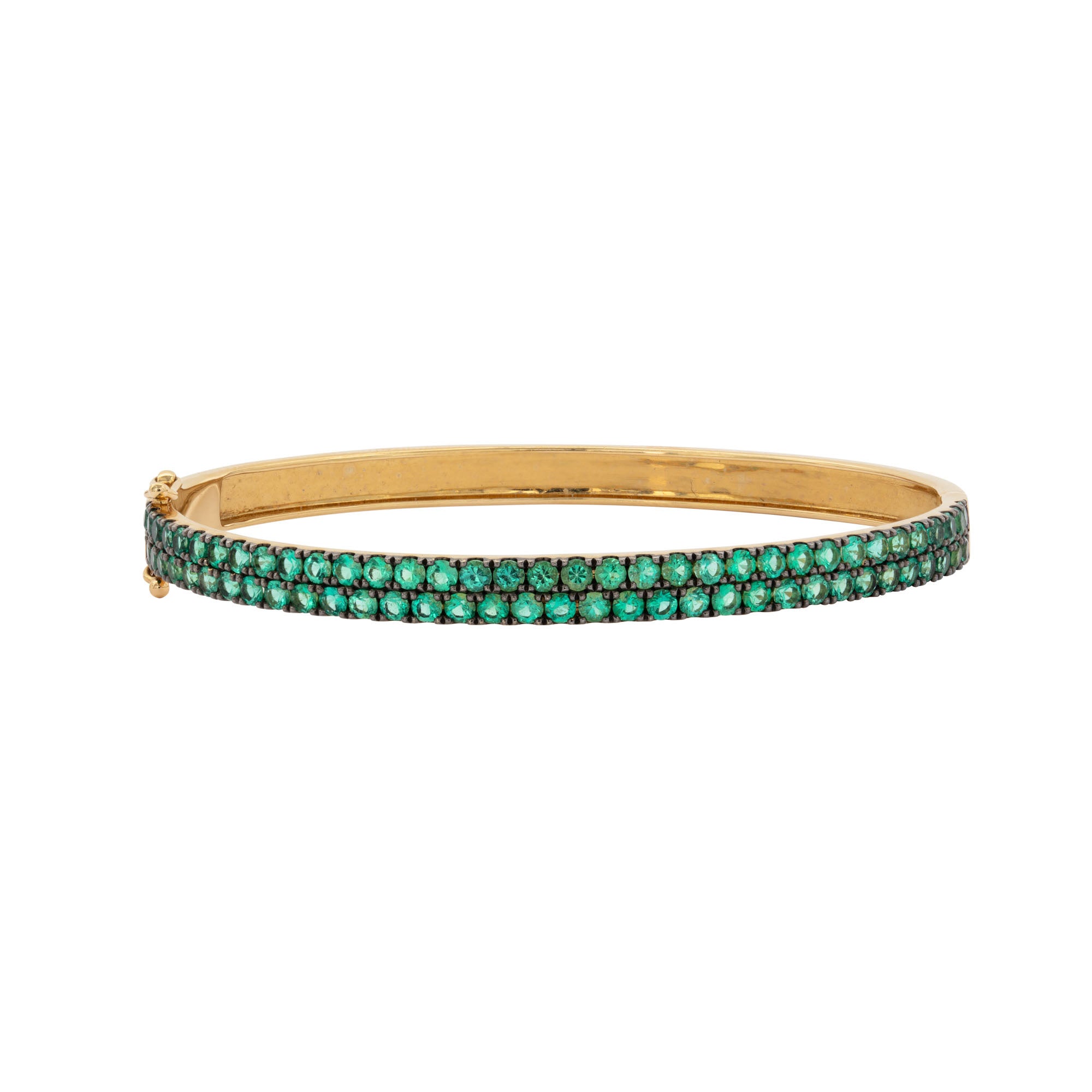 14K Yellow Gold Emerald Bangle Bracelet