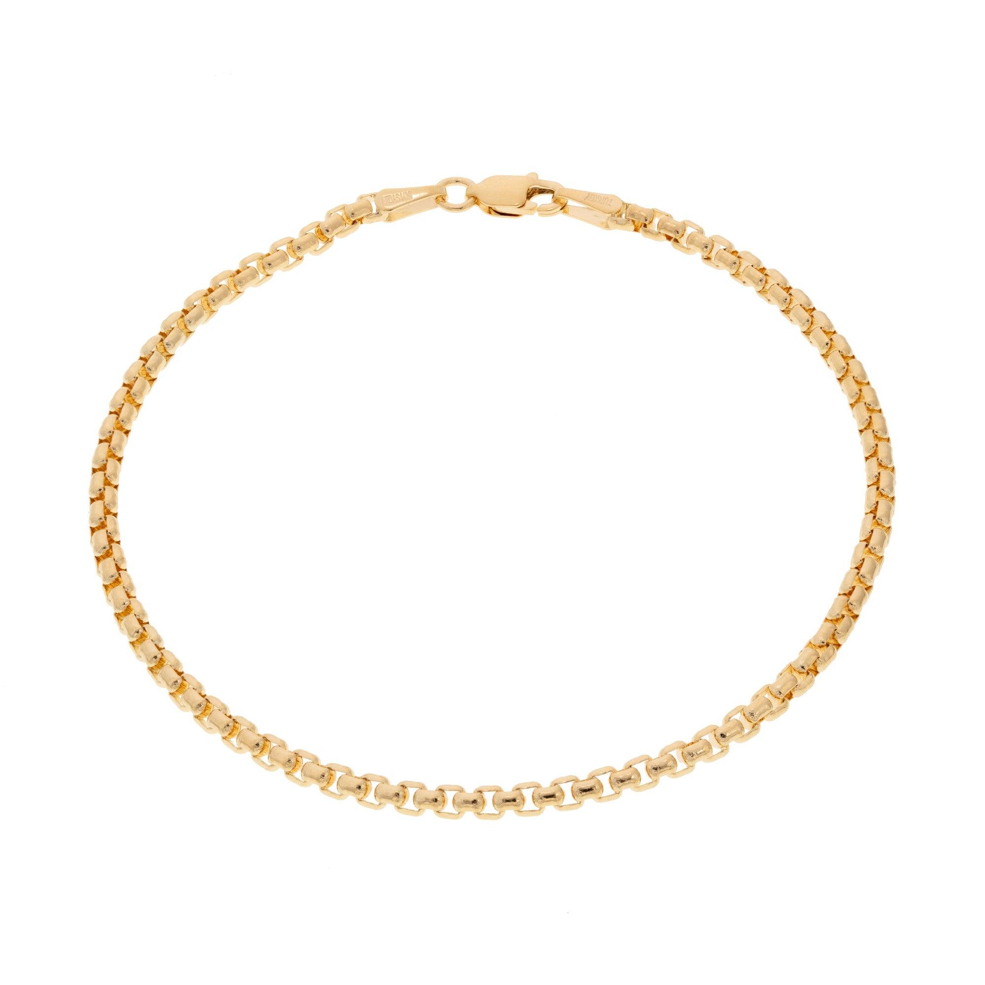 14K Yellow Gold Solid Box Chain Bracelet