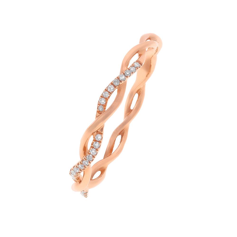 14K Rose Gold Diamond Twist Bracelet