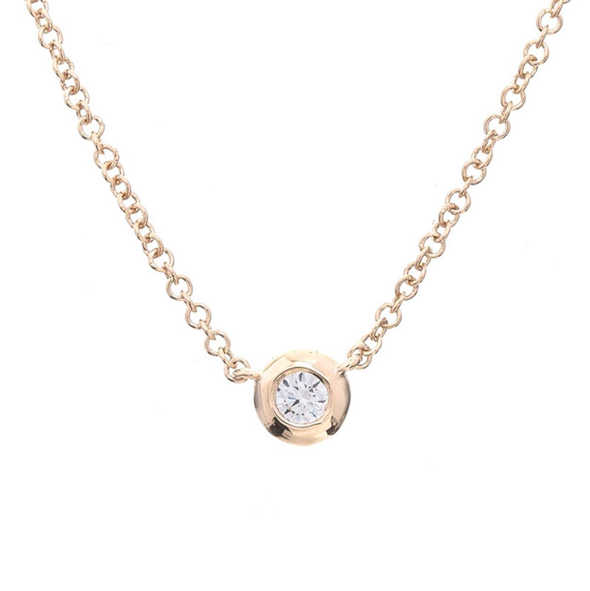 14k David Von Initial Bezel Diamond Necklace 14K Yellow Gold Single Bezel Set Diamond Necklace