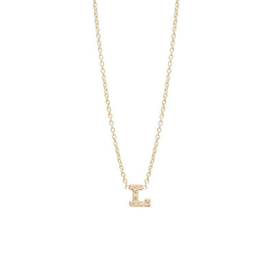 14 KARAT YELLOW GOLD DIAMOND PAVE LETTER NECKLACE - Tapper's Jewelry 