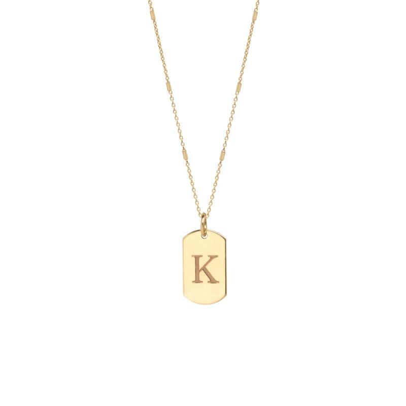 Zoe Chicco 14K Yellow Gold XSmall Dog Tag Initial Necklace