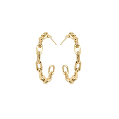 14 KARAT YELLOW GOLD LARGE LINK HOOP EARRINGS - Tapper's Jewelry 