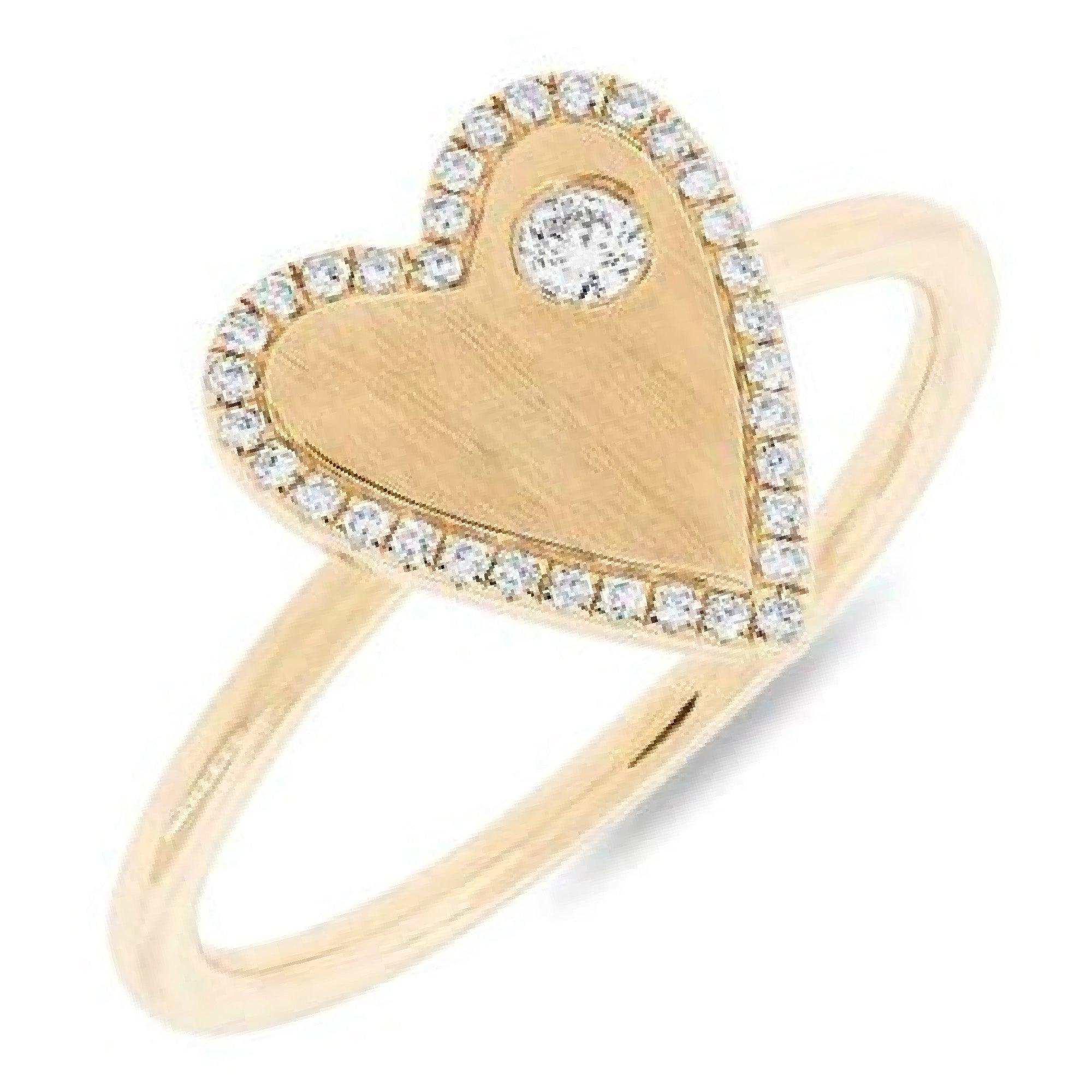 14KT White Gold Diamond Heart Ring - SHOP