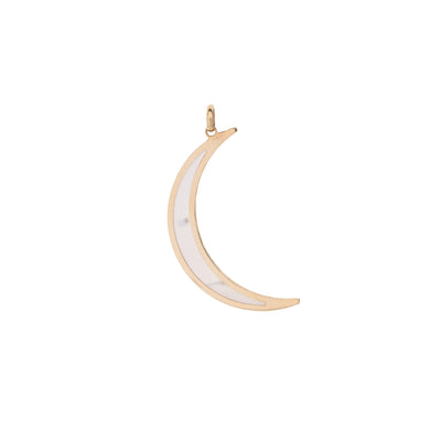14K GOLD MOTHER OF PEARL LARGE CRESCENT CHARM - Tapper's Jewelry 