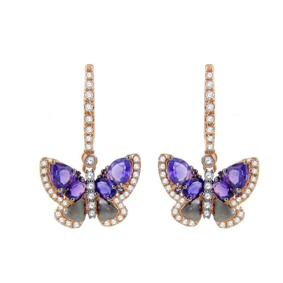 14K ROSE GOLD DIAMOND AND AMETHYST EARRINGS - Tapper's Jewelry 