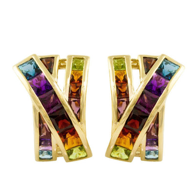 14K ROSE GOLD MULTI GEMSTONE EARRINGS - Tapper's Jewelry 