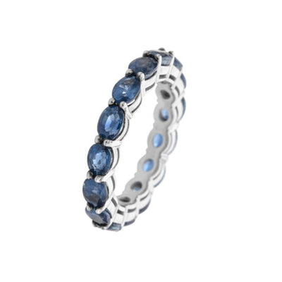 14K WHITE GOLD 15 OVAL SAPPHIRE BAND - Tapper's Jewelry 