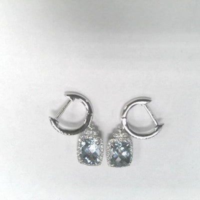 14K White Gold Aquamarine and Diamond  Earrings - Tapper's Jewelry 