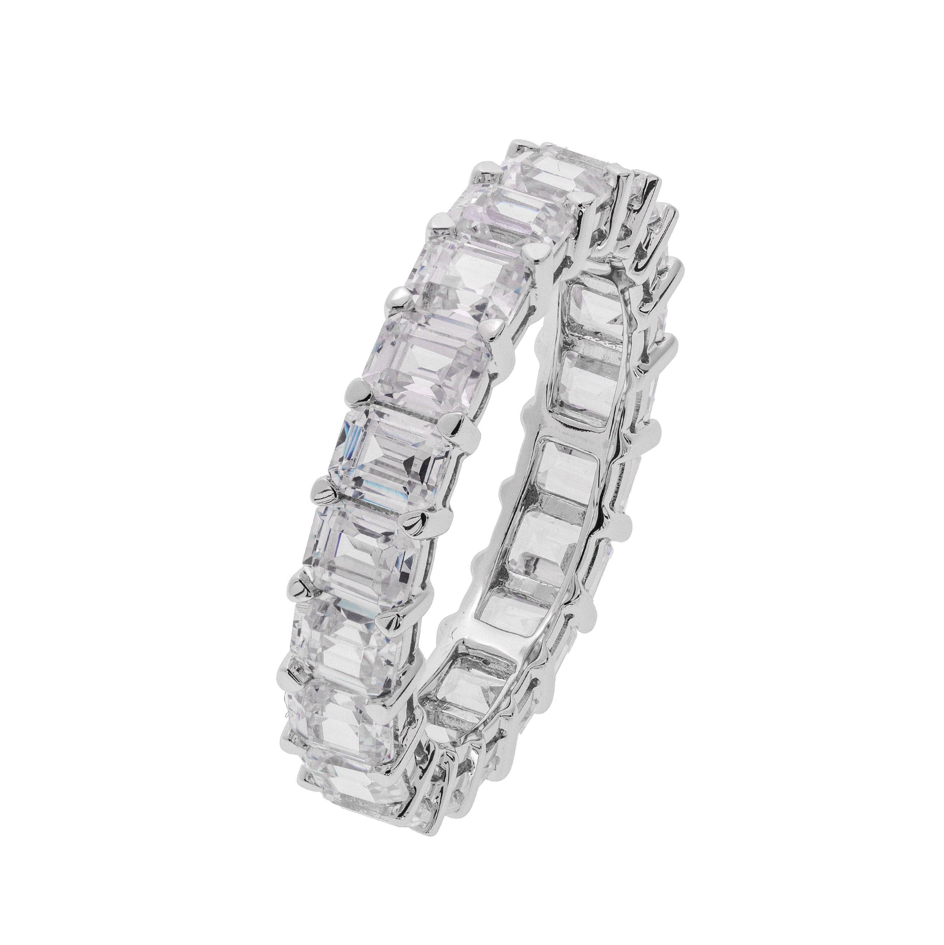 14K White Gold Cubic Zirconia Eternity Ring - Main Image