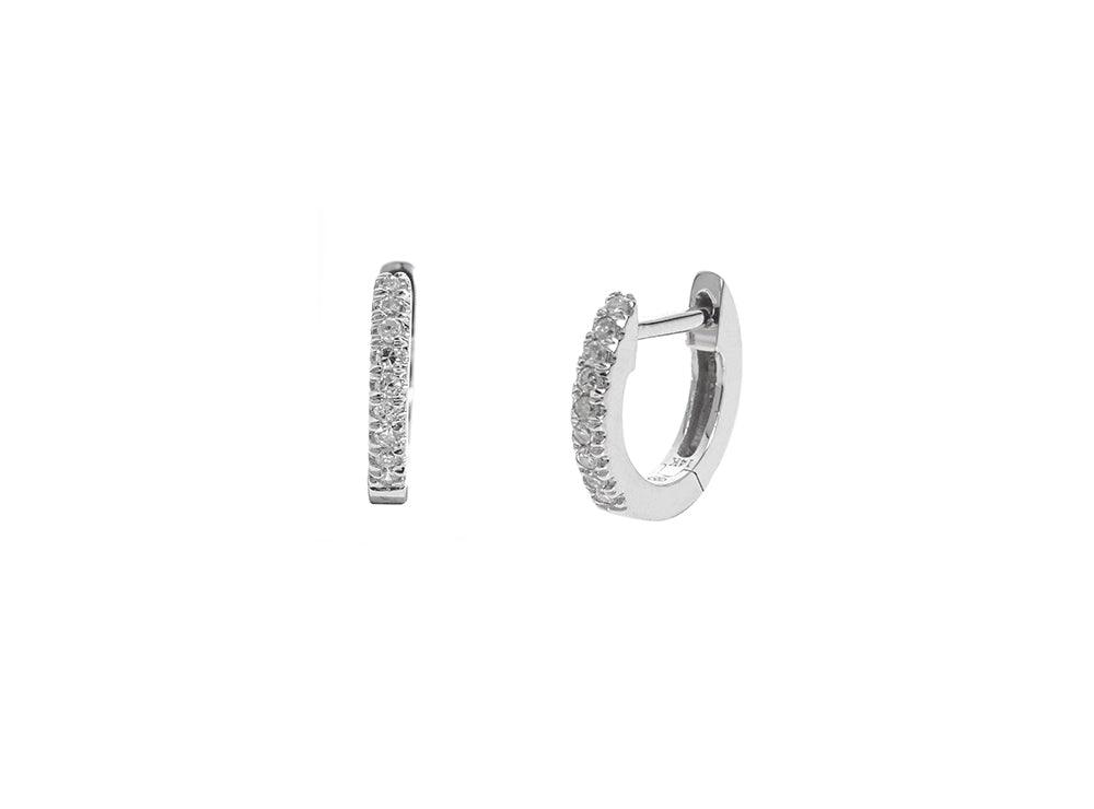 14k white gold diamond huggie earrings Clearance