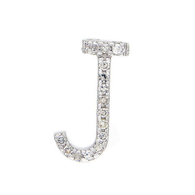 14K WHITE GOLD DIAMOND J INITIAL PENDANT - Tapper's Jewelry 