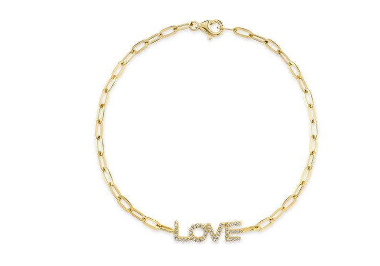 14K Yellow Gold and Diamond LOVE Bracelet