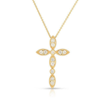 14K YELLOW GOLD DIAMOND CROSS NECKLACE - Tapper's Jewelry 