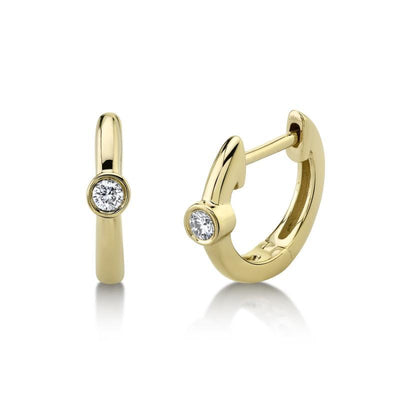 14K YELLOW GOLD DIAMOND HUGGIE EARRINGS - Tapper's Jewelry 