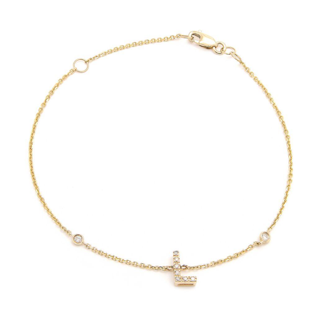 9ct Yellow Gold Mini Initial 'L' Bracelet 15.5-19cm main image 0