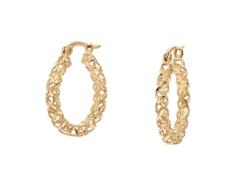 Crisscross Twist Hoop Earrings in14K Yellow Gold