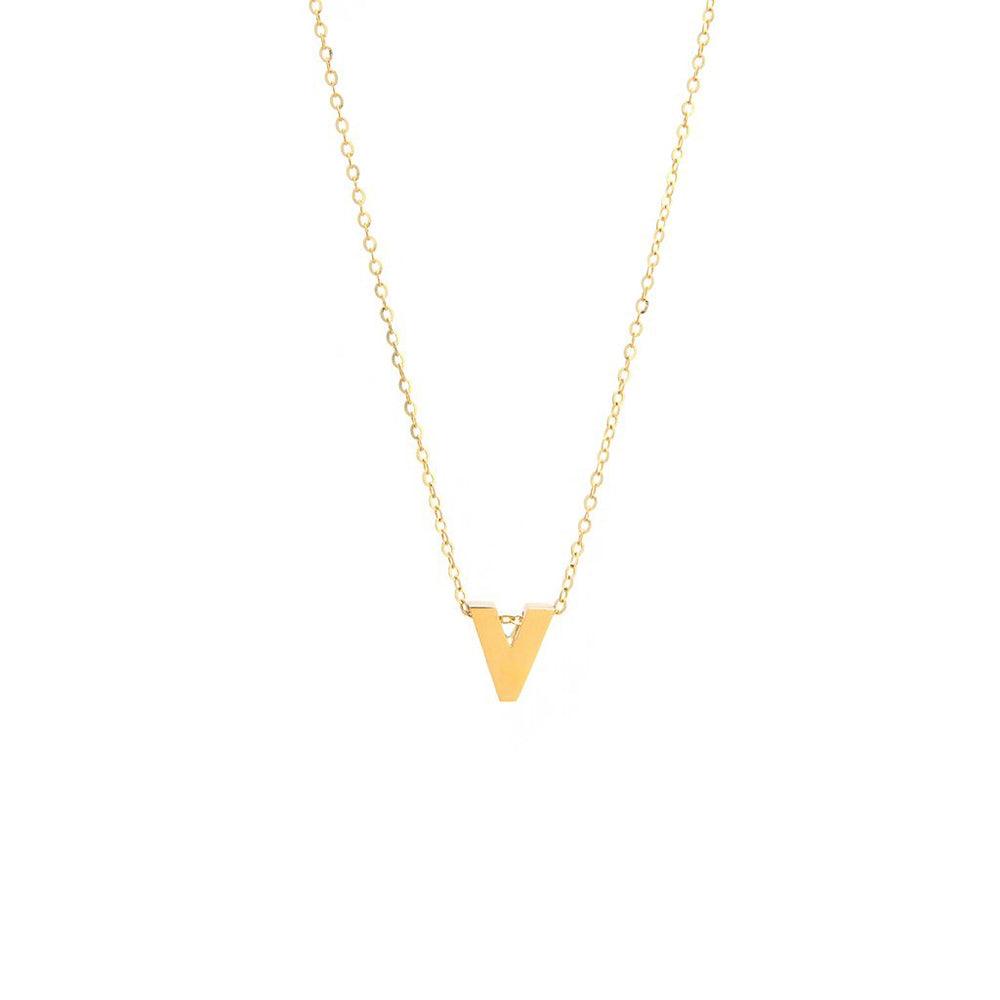 9ct White Gold Diamond Initial 'V' Necklace