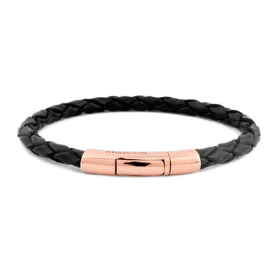 18K GOLD AND BLACK LEATHER BRACELET - Tapper's Jewelry 