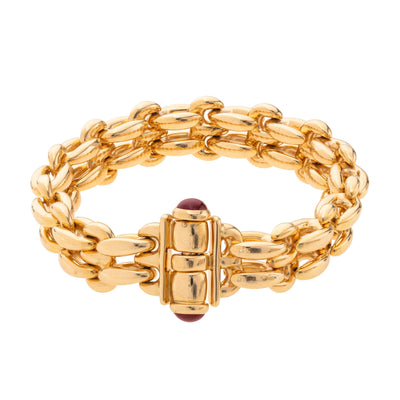 18K GOLD GARNET CHIAMPESAN LINK BRACELET - Tapper's Jewelry 