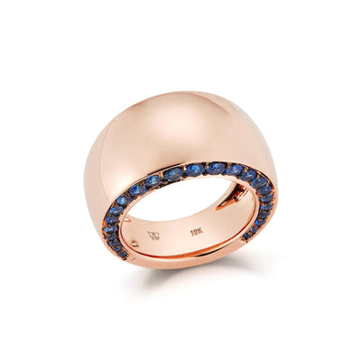 18K GOLD LYTTON BLUE SAPPHIRE BOMBE RING - Tapper's Jewelry 