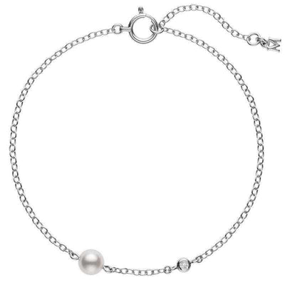 18K WHITE GOLD DIAMOND AND PEARL BRACELET - Tapper's Jewelry 