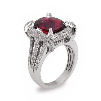 18K White Gold Rubellite and Diamond  Ring - Tapper's Jewelry 