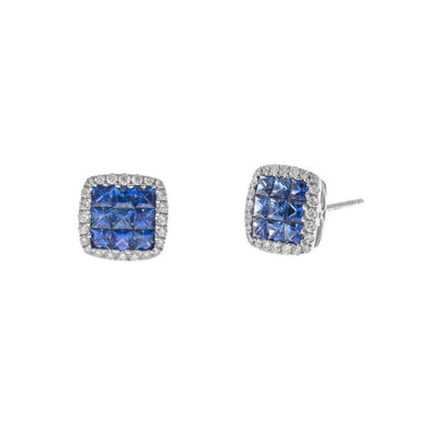 18K White Gold Sapphire and Diamond  Earrings - Tapper's Jewelry 