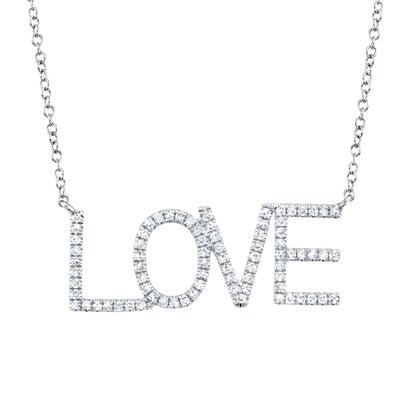 18" Diamond "LOVE" Necklace in 14K White Gold