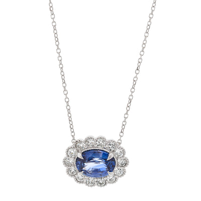 18K White Gold Sapphire and Diamond  Necklace
