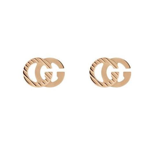 7mm GG Striped Studs in 18K Pink Gold