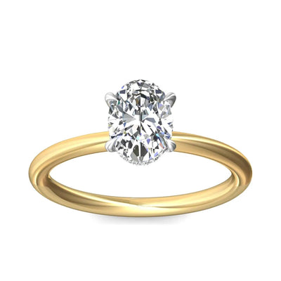 LAKE MICHIGAN - XXS 14 KARAT GOLD TWO-TONE SOLITAIRE MOUNTING WITH DIAMOND SEAT - Tapper's Jewelry 