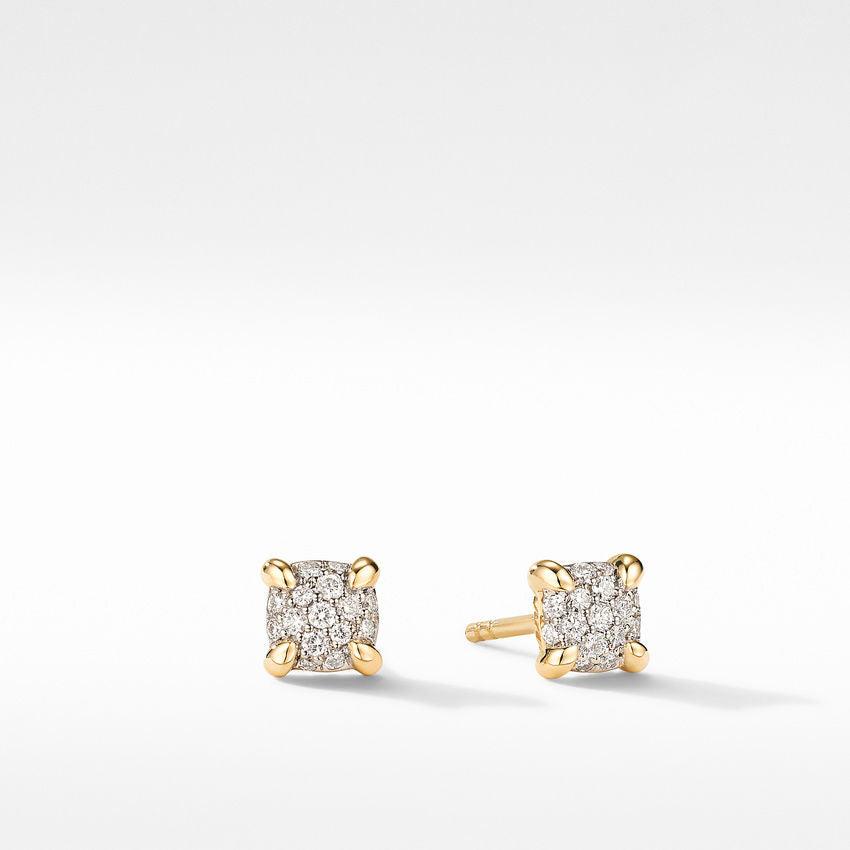 David Yurman Chatelaine Stud Earrings in 18K Yellow Gold with Full Pave Diamonds