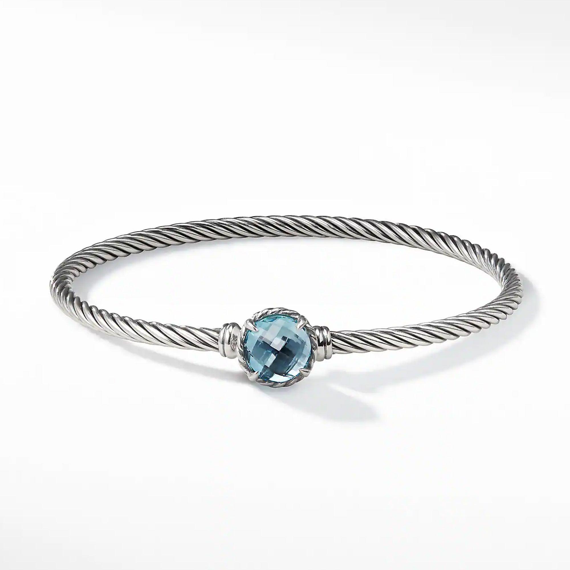 Petite Chatelaine Bracelet in Sterling Silver with Blue Topaz