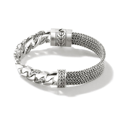 SILVER FLAT AND CURB CHAIN BRACELET - Tapper's Jewelry 