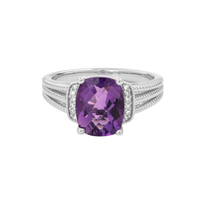 STERLING SILVER AMETHYST AND DIAMOND RING - Tapper's Jewelry 