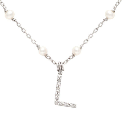 Sterling Silver Diamond and Cultured Pearl  Necklace - Tapper's Jewelry 