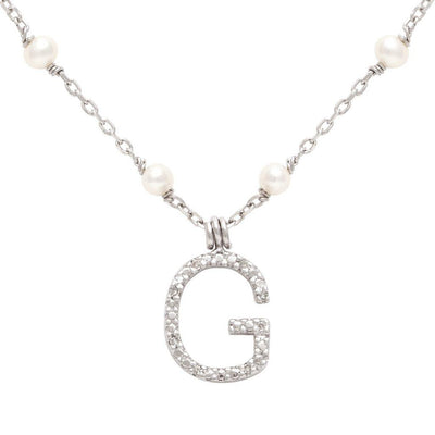 Sterling Silver Diamond and Cultured Pearl  Necklace - Tapper's Jewelry 