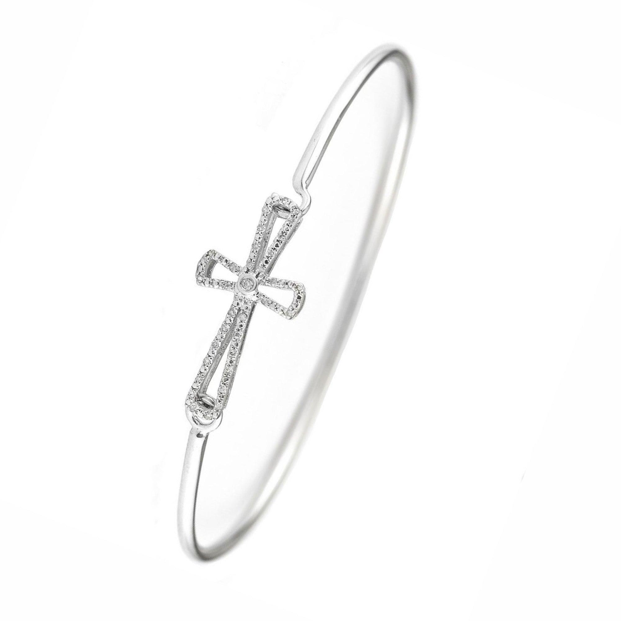 Sterling Silver Letters Single Micro Pave Diamond Bracelet