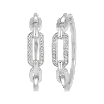 STERLING SILVER DIAMOND HOOP EARRINGS - Tapper's Jewelry 