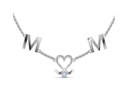 STERLING SILVER HOCKEY STICK MOM NECKLACE