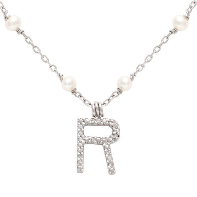 STERLING SILVER R DIAMOND PEARL NECKLACE - Tapper's Jewelry 