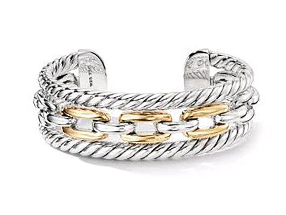 18K Yellow Gold Initial and Heart Flex Bracelet