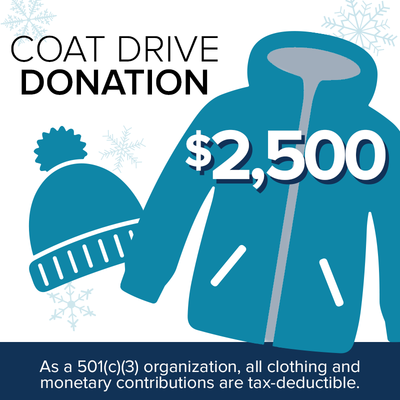 $2,500 Donation to Tapper’s Coat Drive