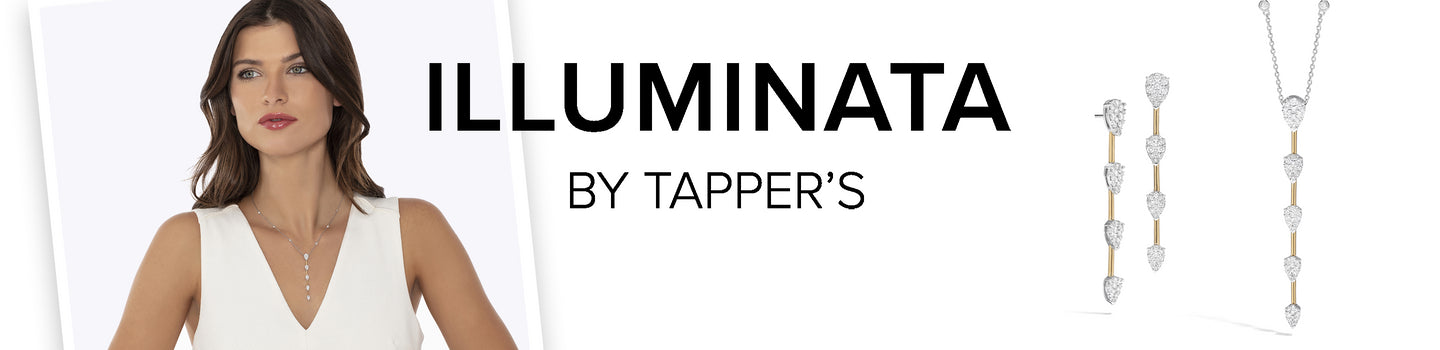 Illuminata by Tapper's, Diamond cluster drop necklace with matching earrings