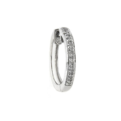 Single Diamond Huggie Earring in 14K White Gold