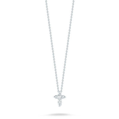 Baby Cross Diamond Pendant Necklace in 18K White Gold, 0.11cttw