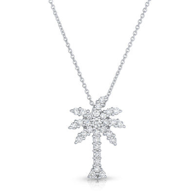 Tiny Treasures Diamond Palm Tree Necklace in 18K 
White Gold, 0.54cttw
