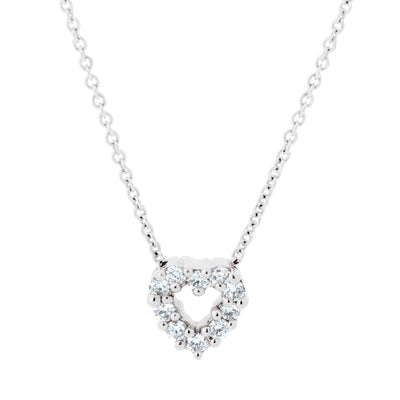 18" Baby Heart Diamond Pendant in 18K White Gold