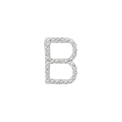 Diamond "B" Initial Pendant in 14K White Gold, 0.12 cttw